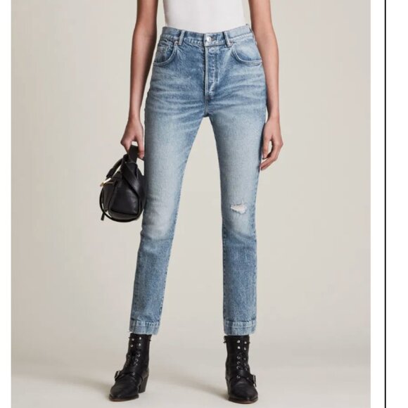 ALLSAINTS Zoe High Rise Stretch Slim Jeans Denim Size 29 - Picture 4 of 9